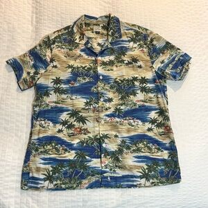 J. Crew Men's Island Print Shirt - Blue, Green, Tan